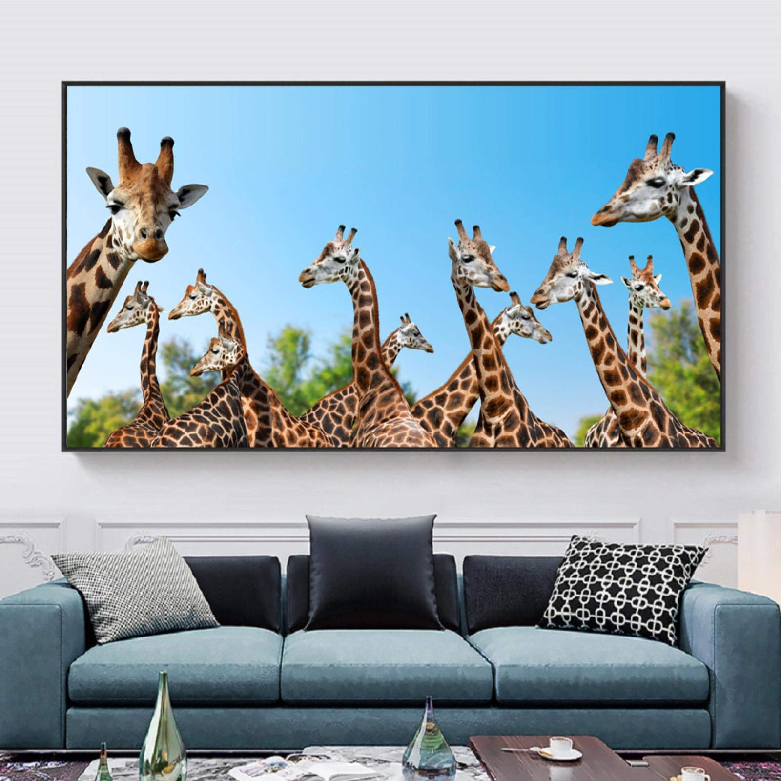 Żyrafa sztuka ścienna plakaty i wydruki dzika przyroda zwierzęta obrazy na płótnie obrazy ścienne salon dekoracja domu mural 70 x 140 cm bez ramy