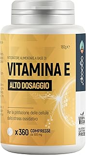 Vitamina E, 360 compresse | Prodotto in Italia, alto dosaggio | Vitamina E pura, massimo dosaggio consentito dalla normativa Italiana | Agocap, integratore vitamina e, tocoferolo puro