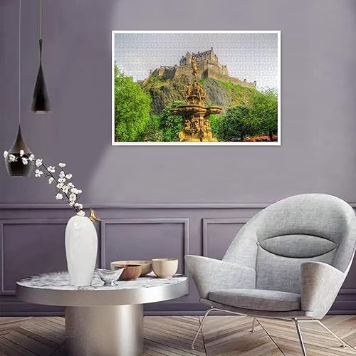 Miniatura 2 de Rompecabezas de 1000 piezas del castillo de Edimburgo Escocia fuente clásico rompecabezas kit de bricolaje juguete de madera regalo único decoración