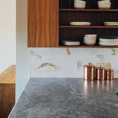 Vista 26 de STICKGOO 10 hojas de azulejos de metro para despegar y pegar, azulejos de pared para salpicaduras de cocina, azulejos de pared de PVC para Pizarra