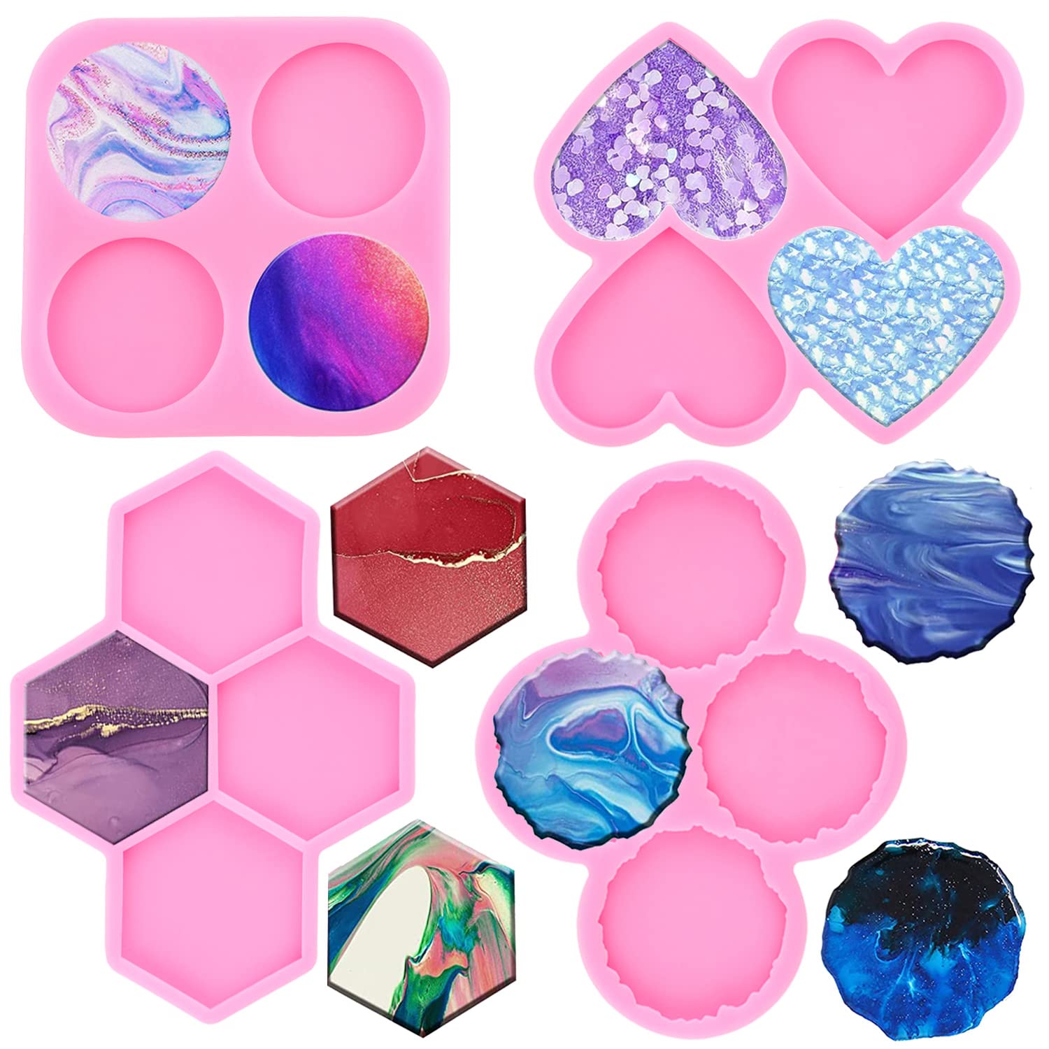 Phone Grip Resin Molds Silicone Molds Phone Socket Epoxy Resin Casting Molds For DIY Resin Casting Jewelry Making Badge Reel Mold Set Of 4