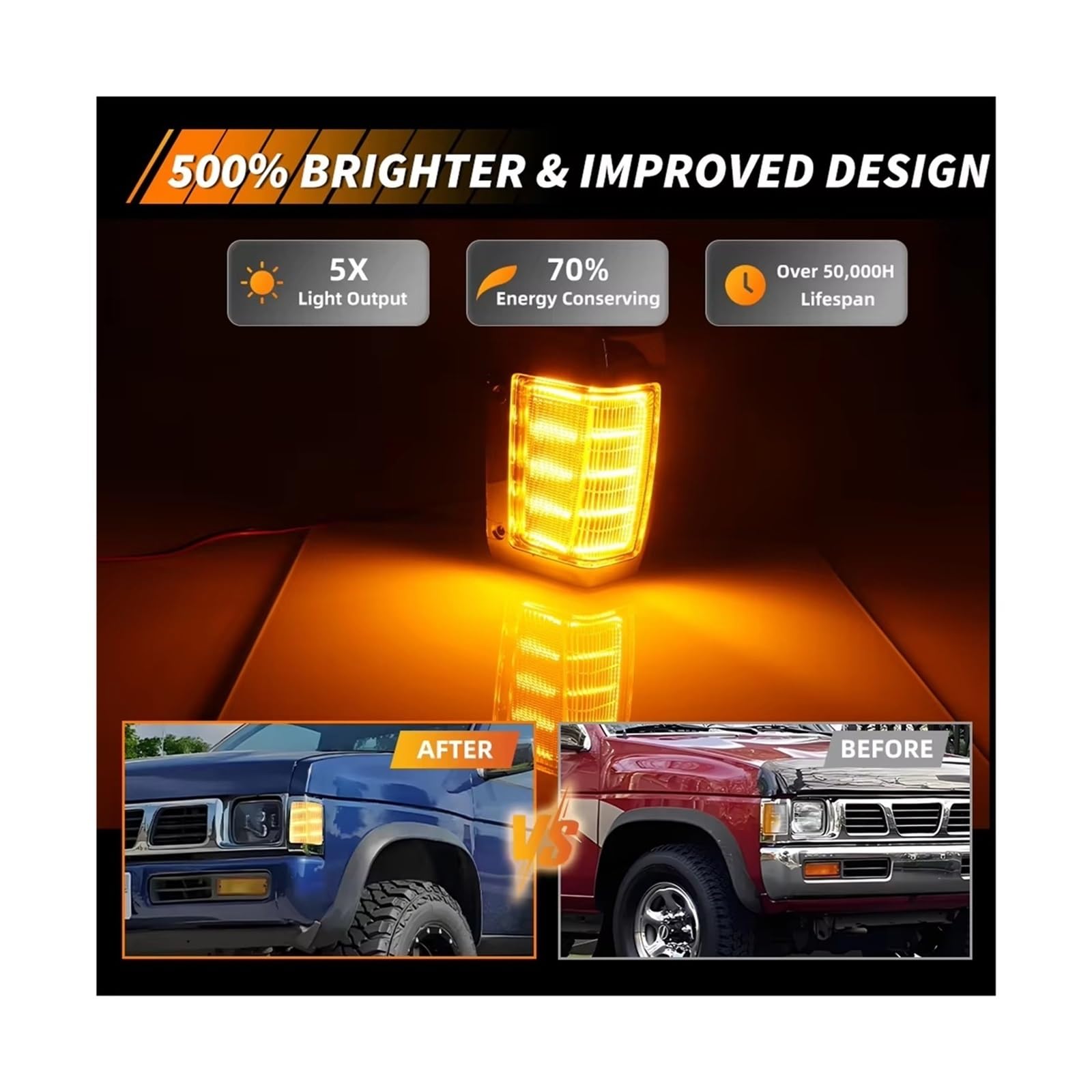 Auto Faro Anteriore Per Nissan D21 Pickup 1990-1997 Indicatore Di Direzione Laterale Anteriore Con Indicatore Di Direzione Con LED Faro Principale(Clear Lens White)