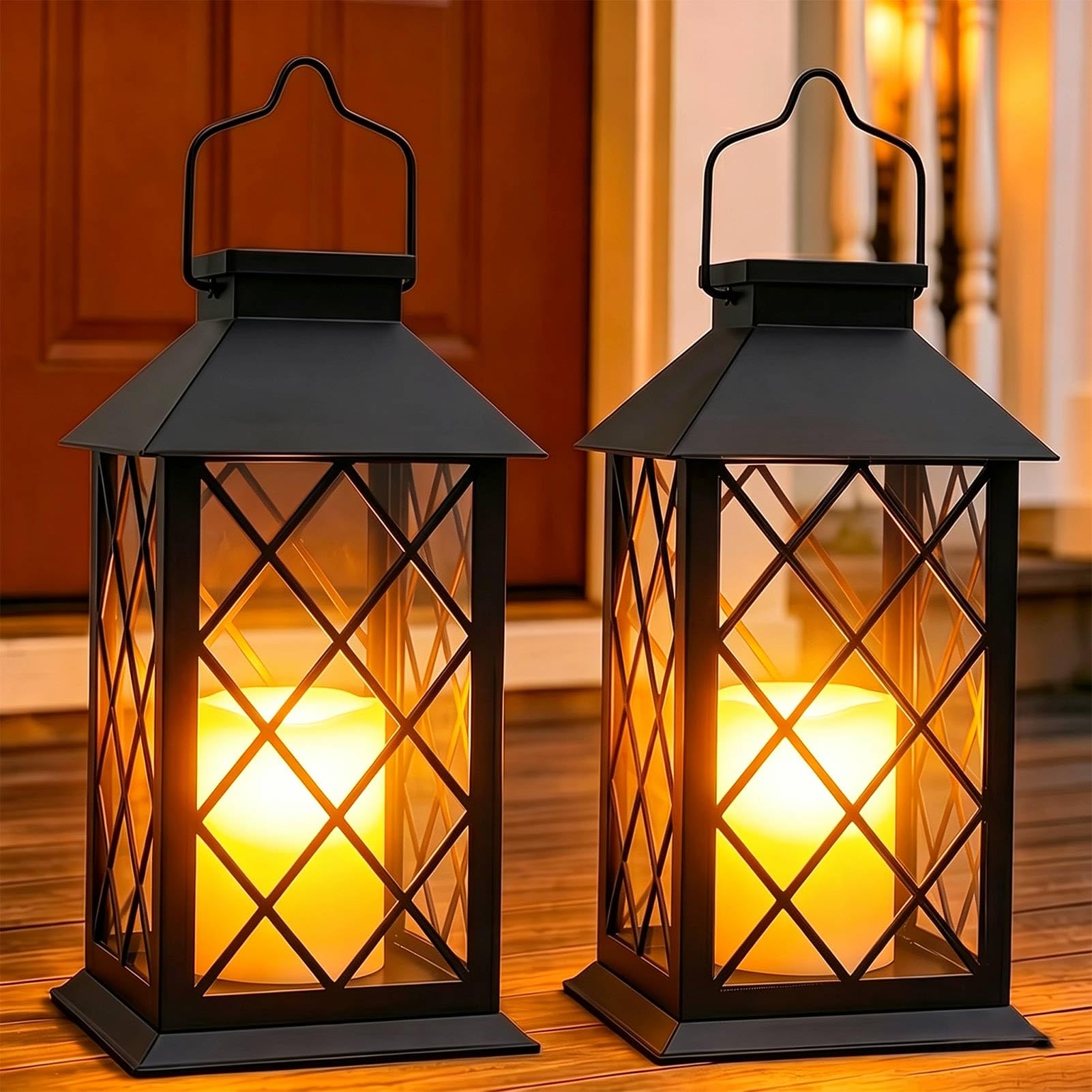 Photo 1 of Black Outdoor Solar Lanterns, 14'' Large Solar Lanterns Outdoor Waterproof