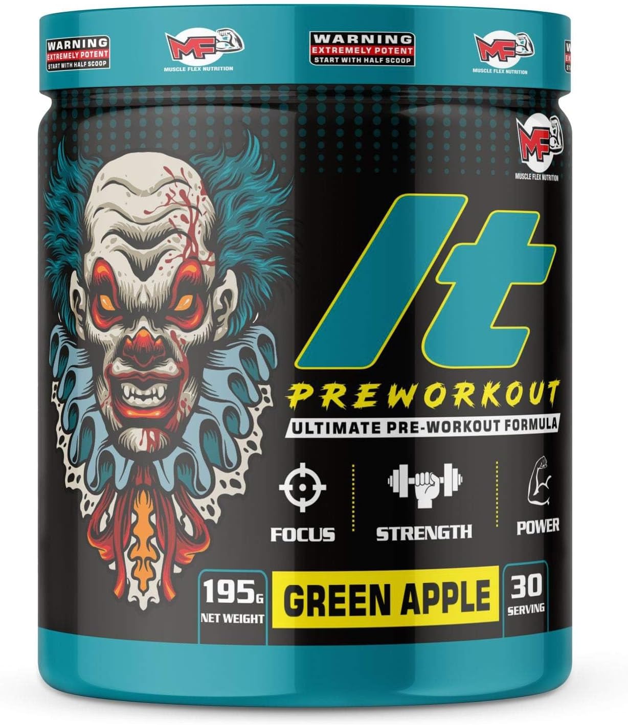 Hardcore Pre-Workout Gym Supplement with Beta-Alanine, Creatine, Professional Pre-Workout Formula for Explosive Muscle Pump, Boost Energy, Endurance, Performance/Body Building for Men & Women [30 Serv, Green Apple]