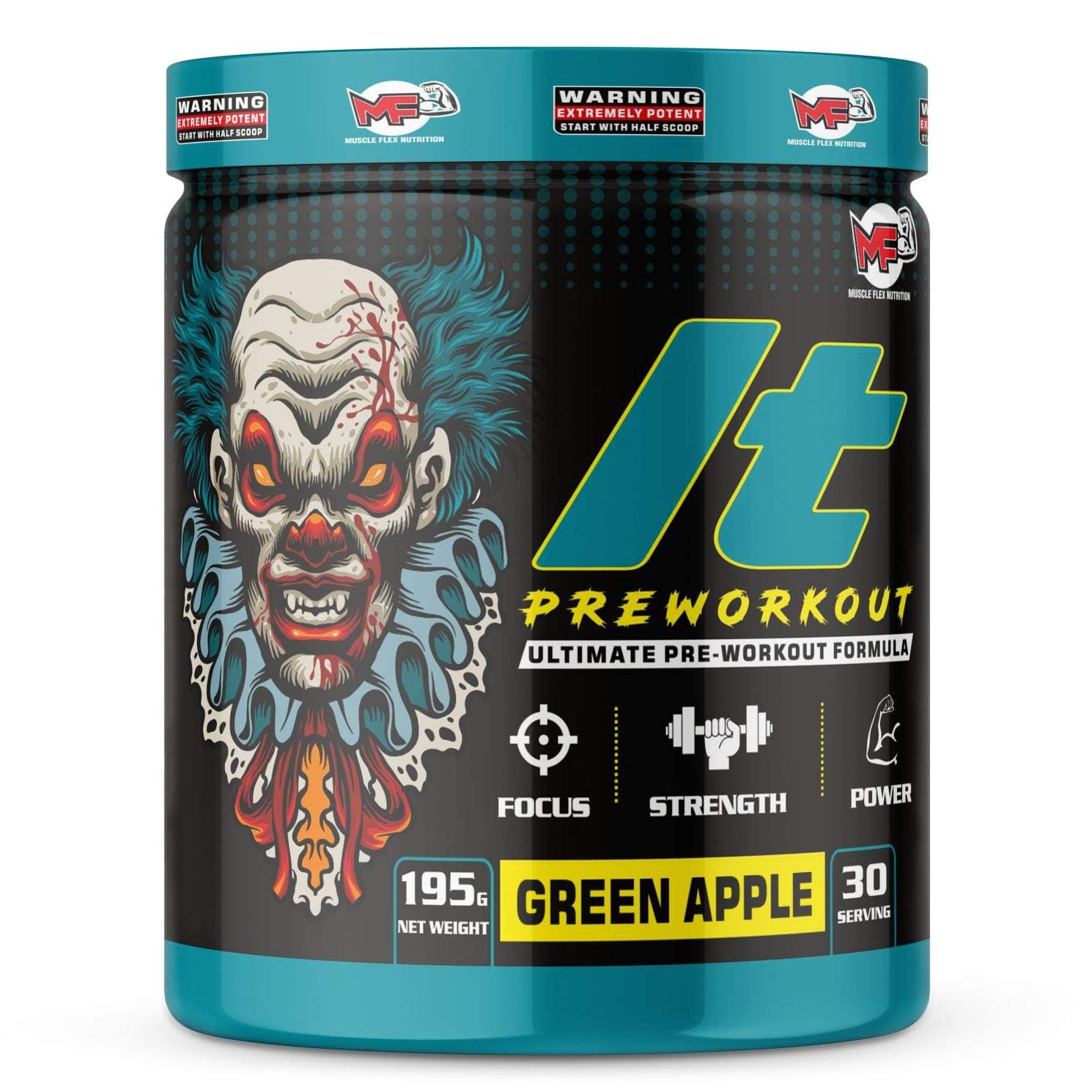 Muscle Flex Nutrition Hardcore Pre-Workout Gym Supplement with Beta-Alanine, Creatine, Professional Pre-Workout Formula for Explosive Muscle Pump, Boost Energy, Endurance, Performance/Body Building for Men & Women [30 Serv, Green Apple]