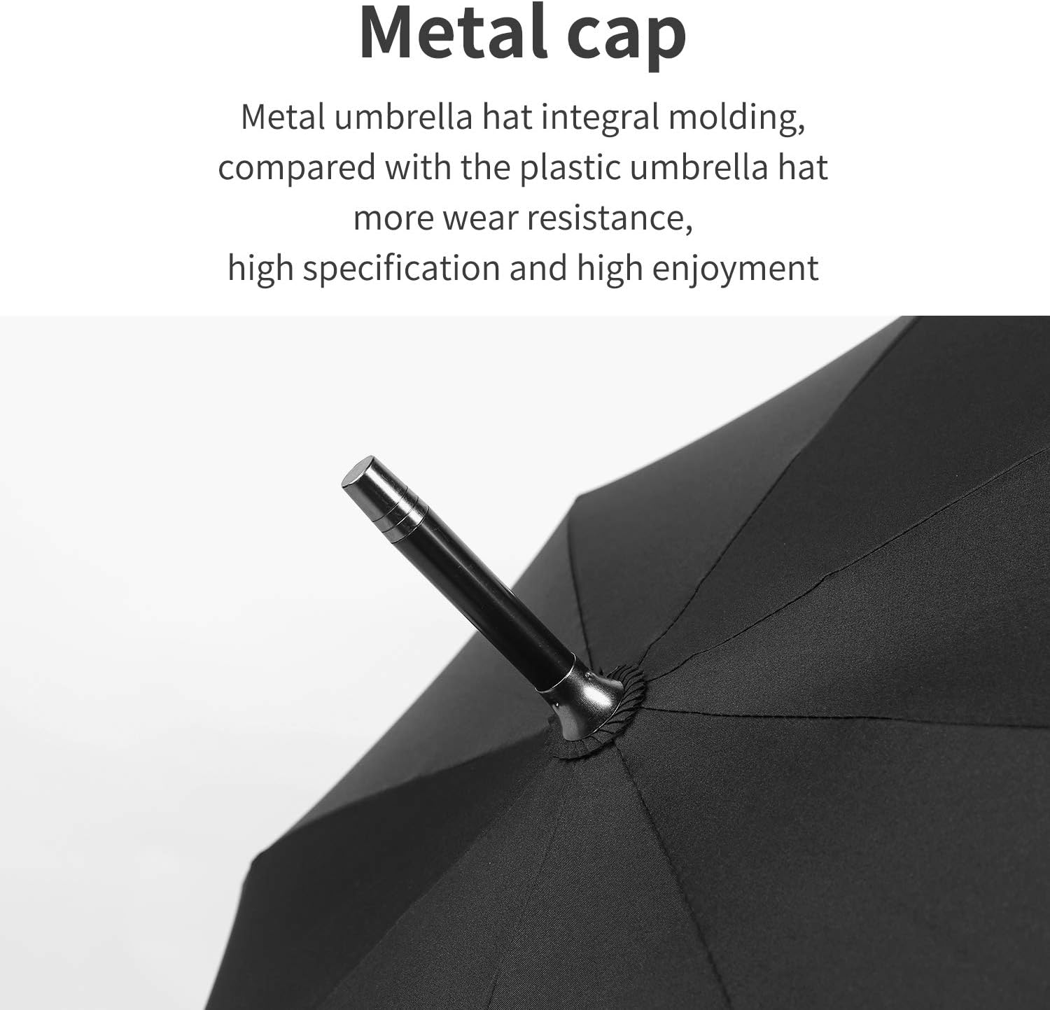 TIME LOVER Stick Umbrella Oversize Windproof Umbrella Wooden Hook Handle J Stick Automatic Open Fast Drying Umbrella for Men Women(Black)