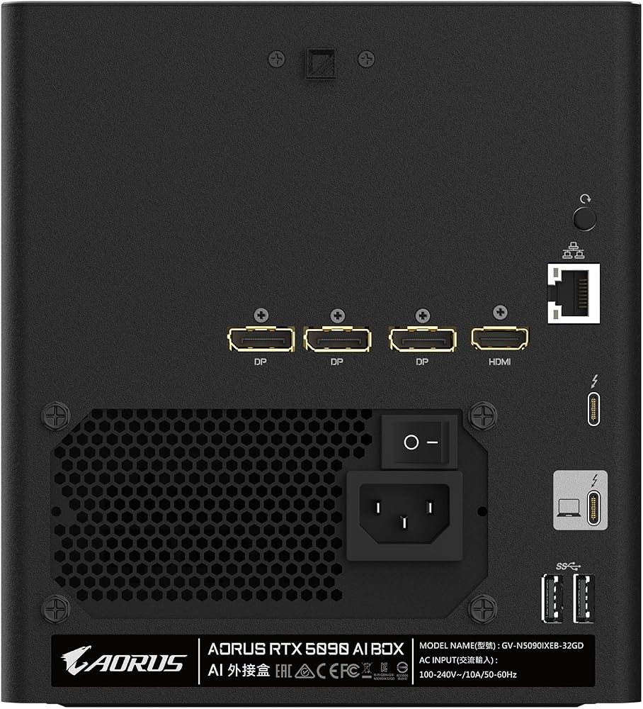 GIGABYTE AORUS RTX 5090 AI Box Graphics Card - 32GB GDDR7, 512Bit, PCI-E 5.0, 2407MHz Core Clock, 3X DP 2.1, 1x HDMI 2.1, GV-N5090IXEB-32GD 1.0