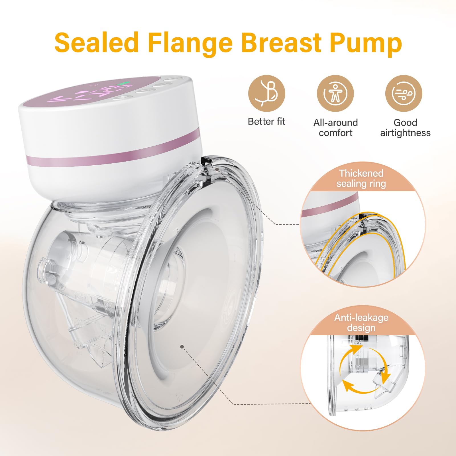 Set of 2 Wearable Breast Pumps Hands Free, Leak-Proof Electric Breast Pumps 5 Modes 15 Levels with LCD Dispaly - Image 3