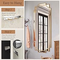 Vista 77 de Kelly Miller Espejo decorativo dorado grande para pared, espejo dorado de 30 x 40 pulgadas, espejo de pared de tocador, espejo rectangular biselado