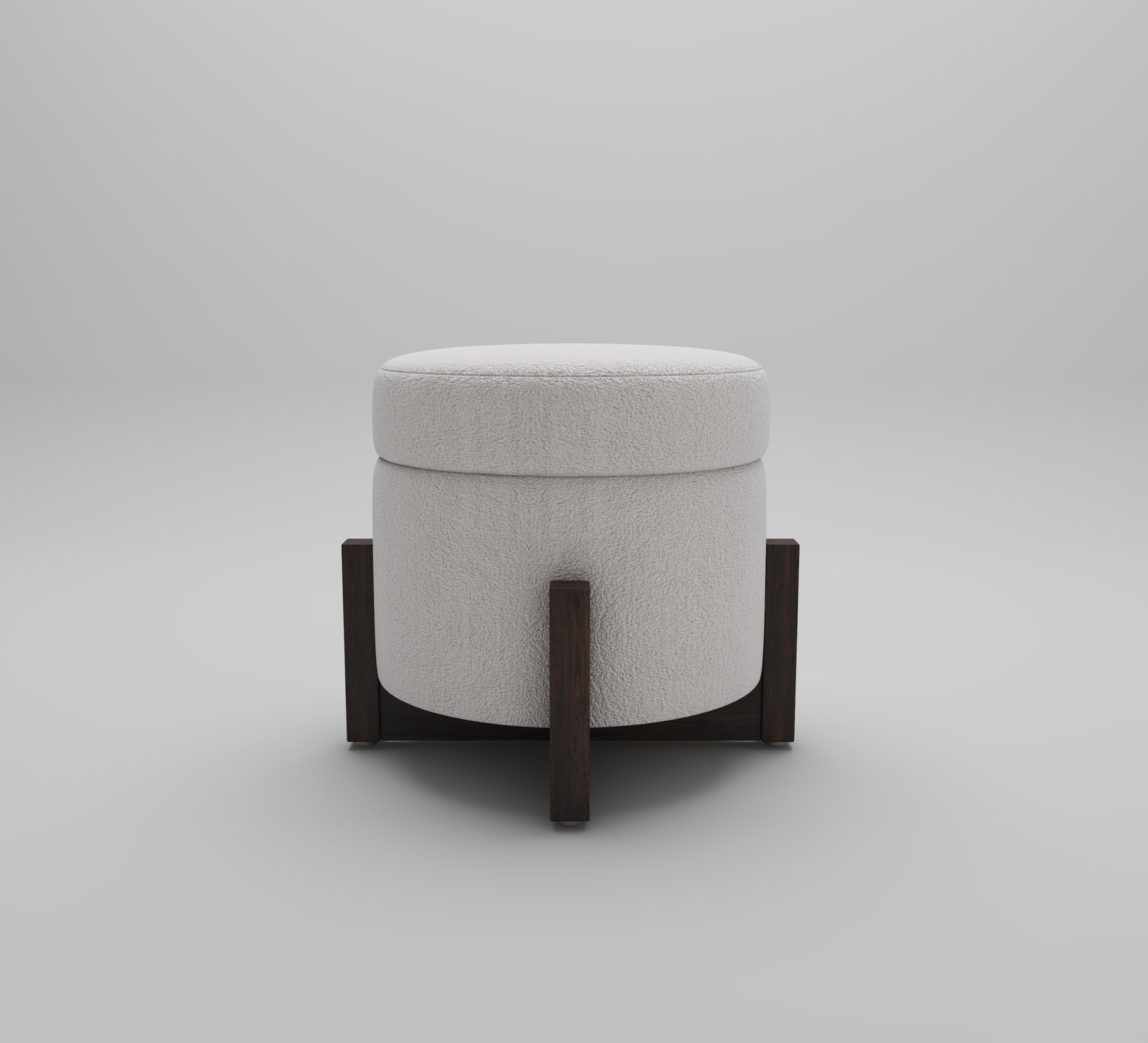 Horizontal Eight, Round Ottoman, Teak Wood Puffy, White Color Puffy for Drawing Room, Comfortable Ottoman for Home, Storge Puffy Bedroom (51D X 51W X 43H)-picture-11