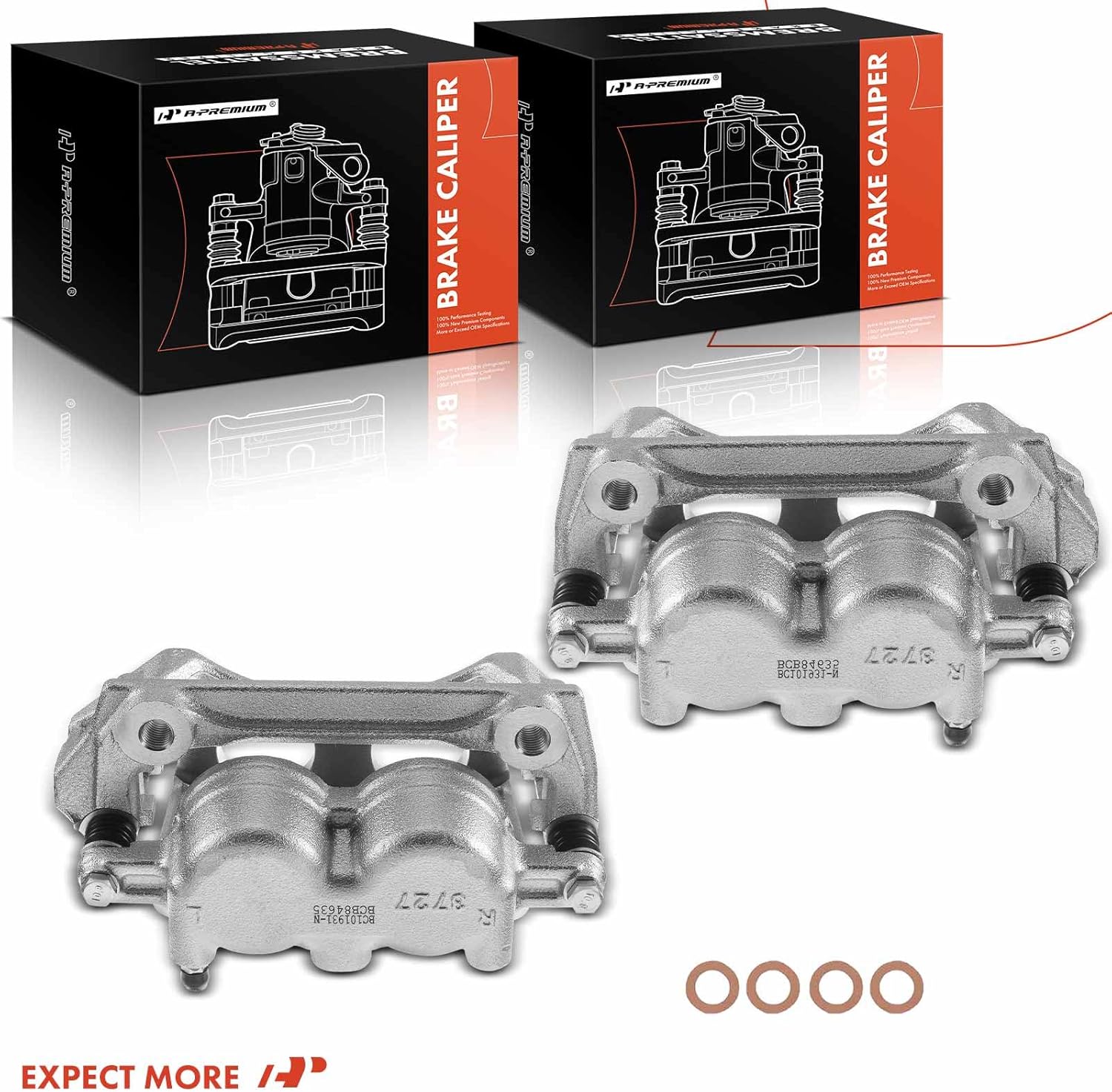 A-Premium Disc Brake Caliper Assembly with Bracket Compatible with Select Ford Models - For F-150 1996-2003, F-150 Heritage 2004 - Front Driver and Passenger Side, 2-PC Set