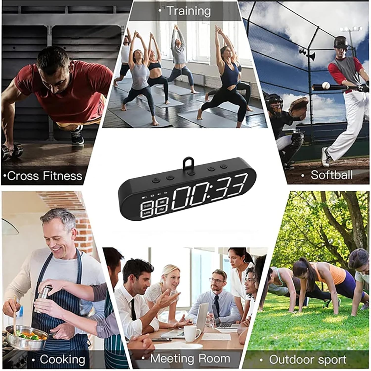 Minutnik Na Siłownię Zegar Interwałowy, 10-funkcyjny Timer Treningowy Zegar Interwałowy Przenośny Minutnik Na Siłowni Zegar Odliczający USB Ładowany Minutnik Do ćwiczeń Fitness Stoper Zegar Treningowy