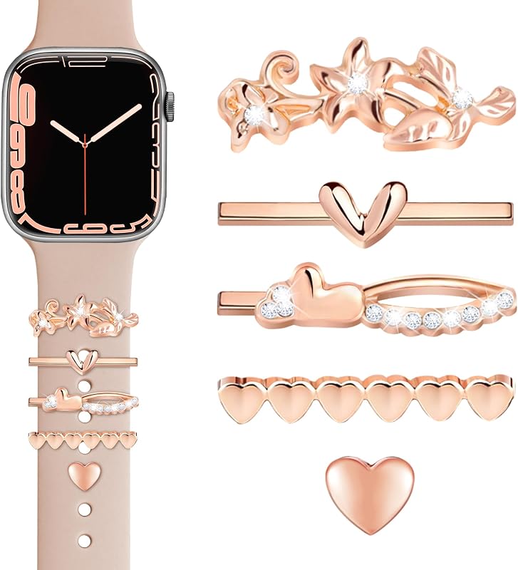 JR.DM Watch Band Charms with Decorative Bling Rings Loops, Compatible with Apple Watch 40mm 38mm 41mm 42mm 44mm 45mm 46mm Smart Watch Strap Accessories for iWatch Series 10 9 8 7 6 5 4 3 2 1