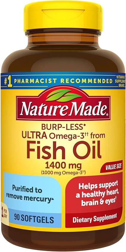 Amazon.com: Nature Made Burp-Less Ultra Omega-3 from Fish Oil 1400 mg,  Dietary Supplement for Healthy Heart Support, 90 Softgels, 90 Day Supply :  Health \u0026 Household