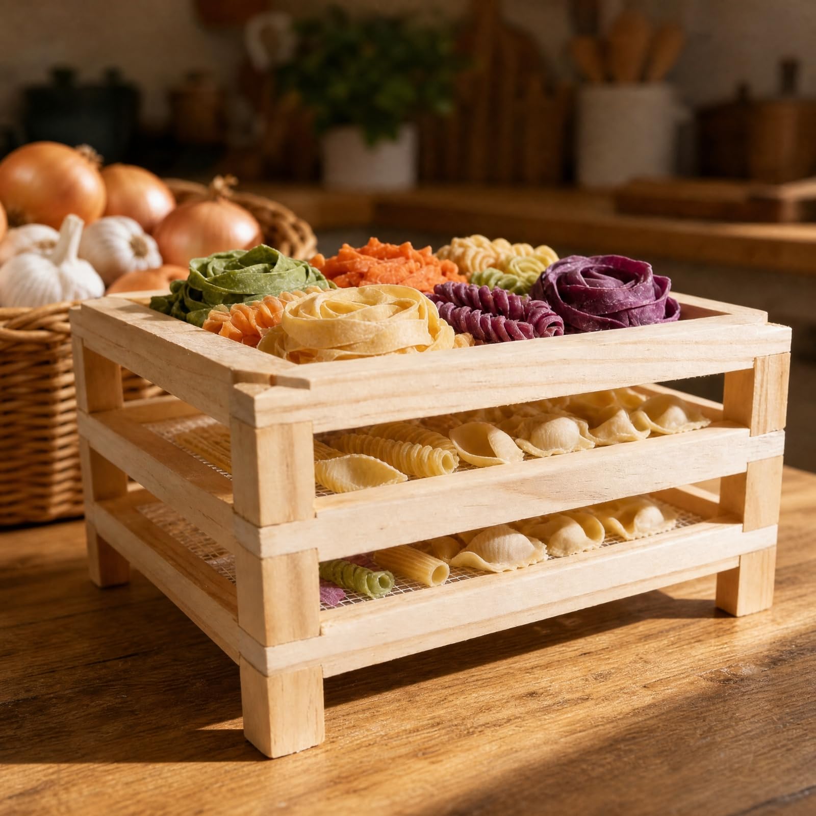 Qianly Secado con perficies Malla Apilable Secador Pasta Versátil Escurridor Pasta Cocina para Hogar, Balcón
