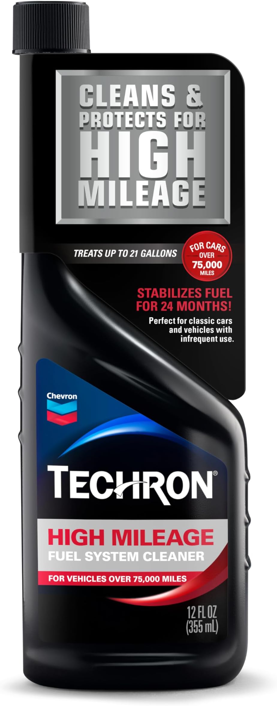 Chevron Techron High Mileage Fuel System Cleaner, 12 oz, Pack of 1