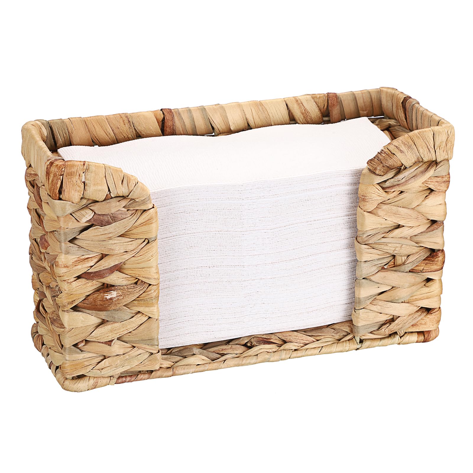 Natural Water Hyacinth Paper Towel Holder, Hand Woven Folded Tissue Paper Dispenser Guest Towel Dispenser Household Countertop Napkin Holder Paper Holder