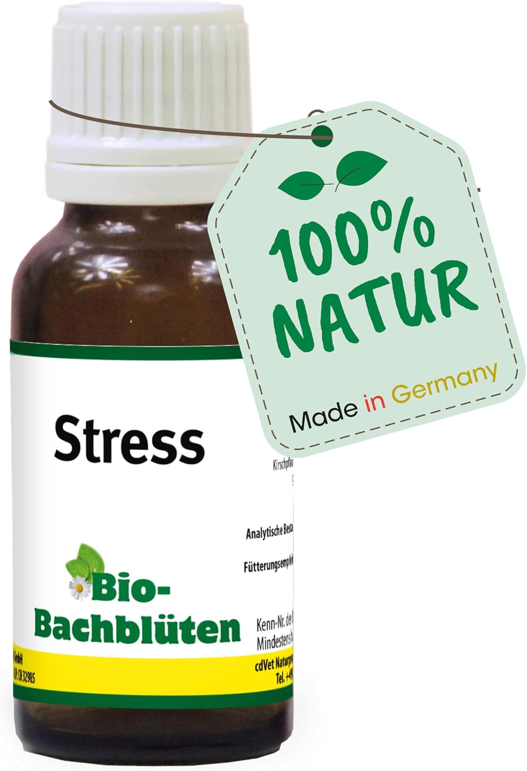 cdVet Naturprodukte Bio-Bach Flowers Stress 20 ml for Dogs/Cats/Horses Stress + Panic + Tension + Purity – New Year’s Eve – Alcohol and Sugar Free – Certified Organic – Evening Primrose Oil
