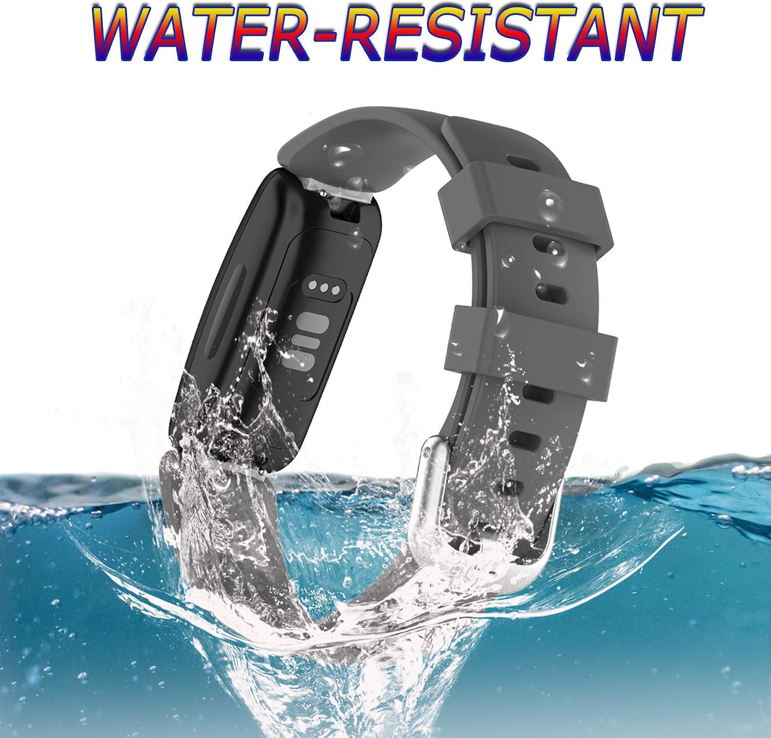 HQzon Band Compatible with Fitbit Inspire 2, Soft Silicone Adjustable Waterproof Sport Replacement Wristband Accessory for Inspire 2 Fitness Tracker
