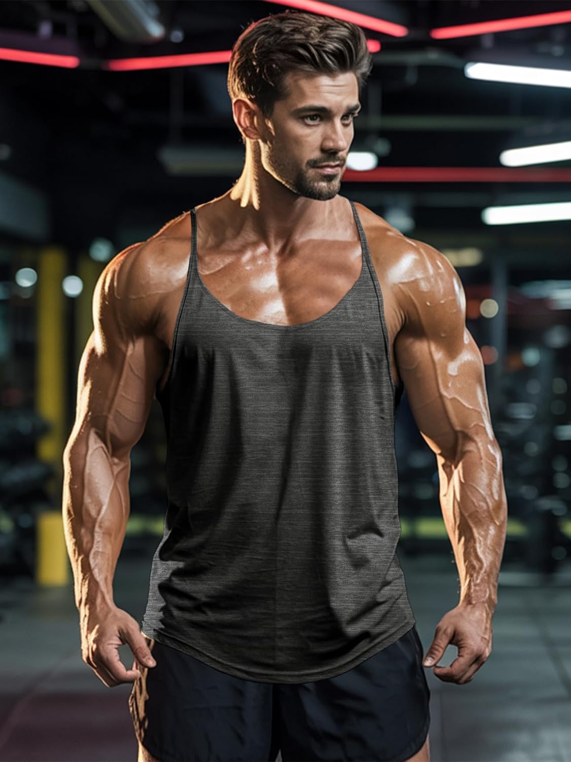 Men's Bodybuilding Stringer Tank Tops Quick Dry Workout Shirts Sleeveless Y-Back Tops - Image 6