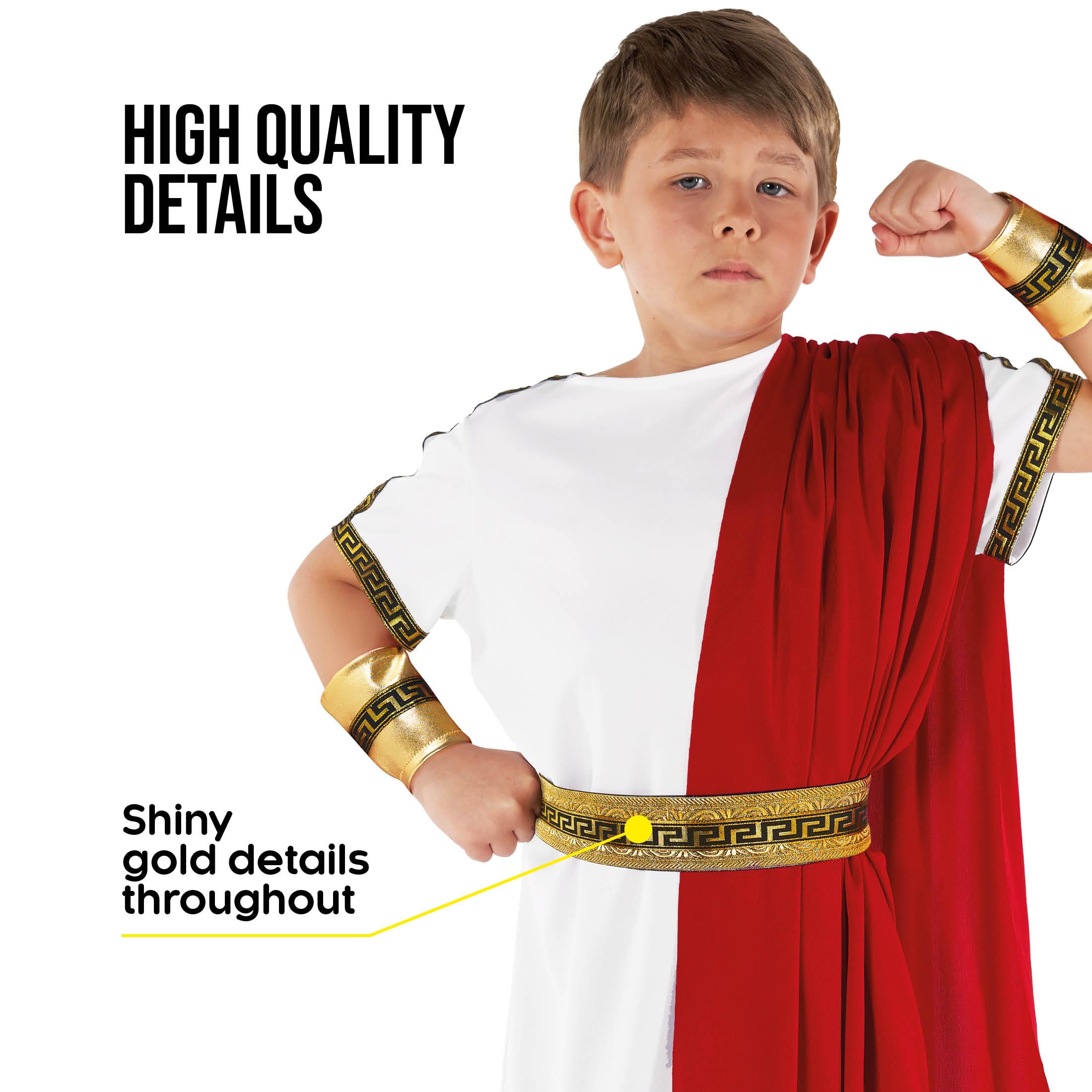 Morph Roman Costume Kids Greek Toga Costume Kids Greek God Boys Emperor World Book Day Costumes For Boys M - Image 4