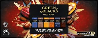 Green & Black's Organic Tasting Collection, Box of 12 Miniature Bars, 180 g