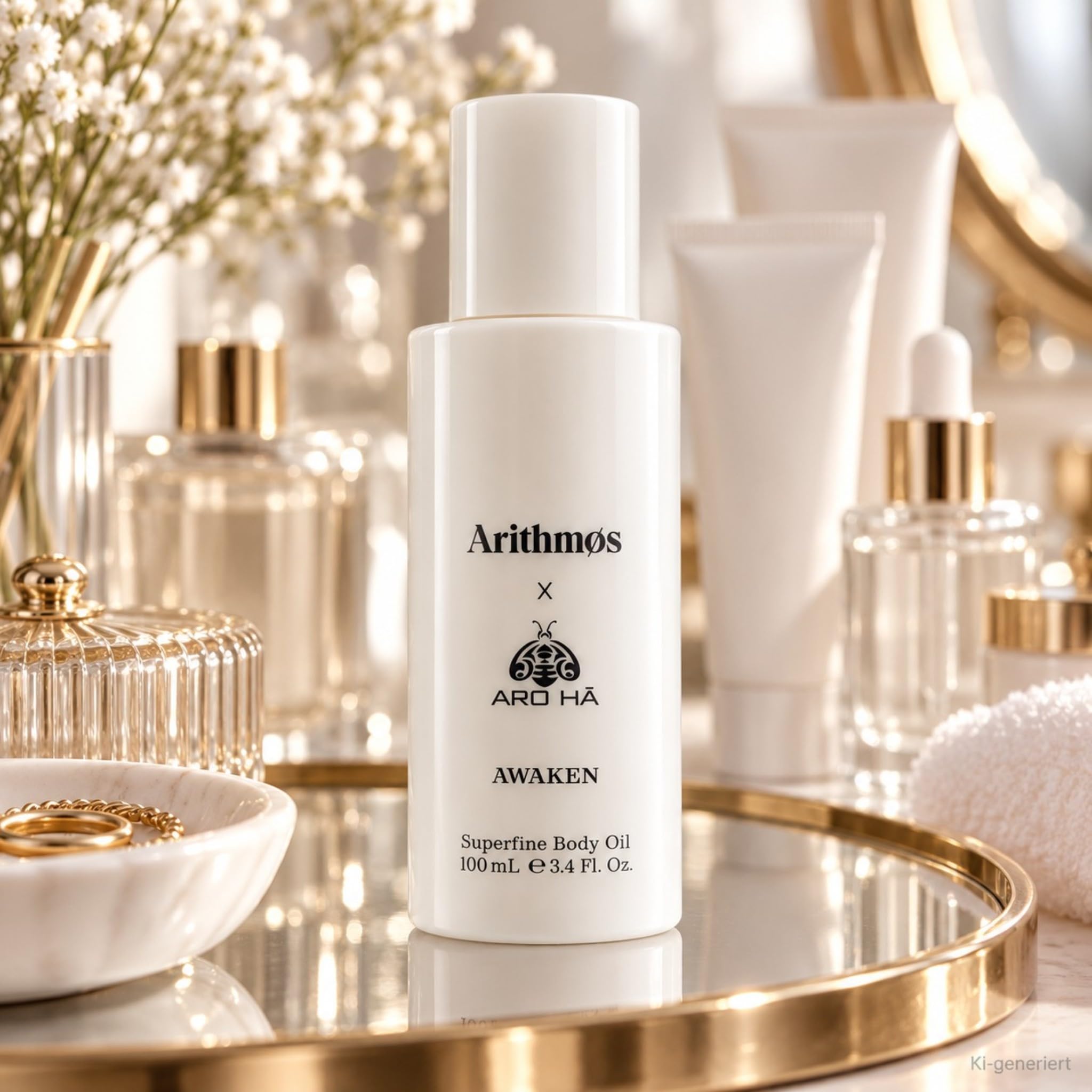 Arithmos AWAKEN Superfine Body Oil 100 ml | Aro Ha x Arithmos Körperöl | 98,7% zertifiziert biologische Inhaltsstoffe | mit Jojobaöl Kamelienöl Hagebuttenöl & Vitamin E
