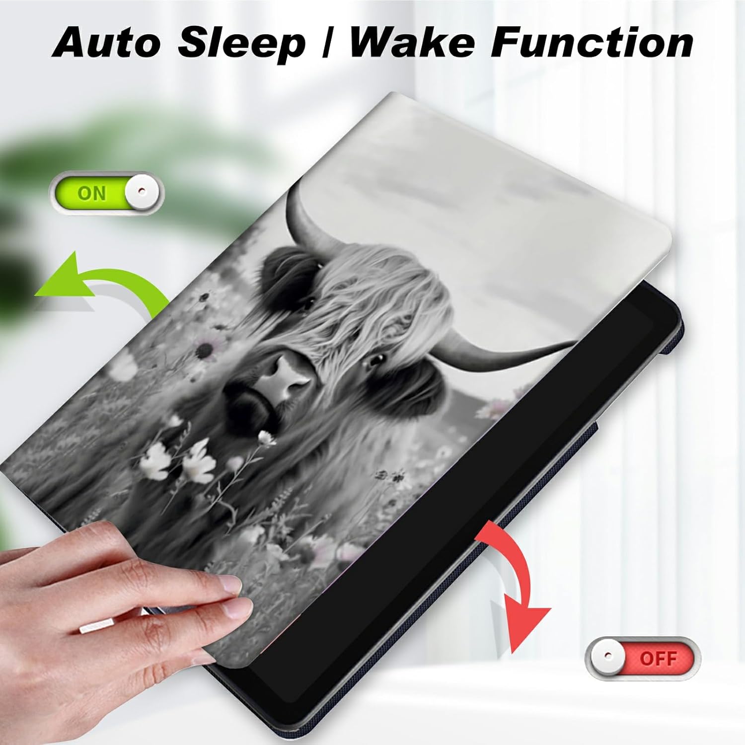 Case for 6" Kindle Paperwhite (10th Generation, 2018 Released),Slim Lightweight Smart Shell Stand Cover with Auto Wake/Sleep for Amazon Kindle Paperwhite 2018 E-Reader,Highland Cow Ox Cattle