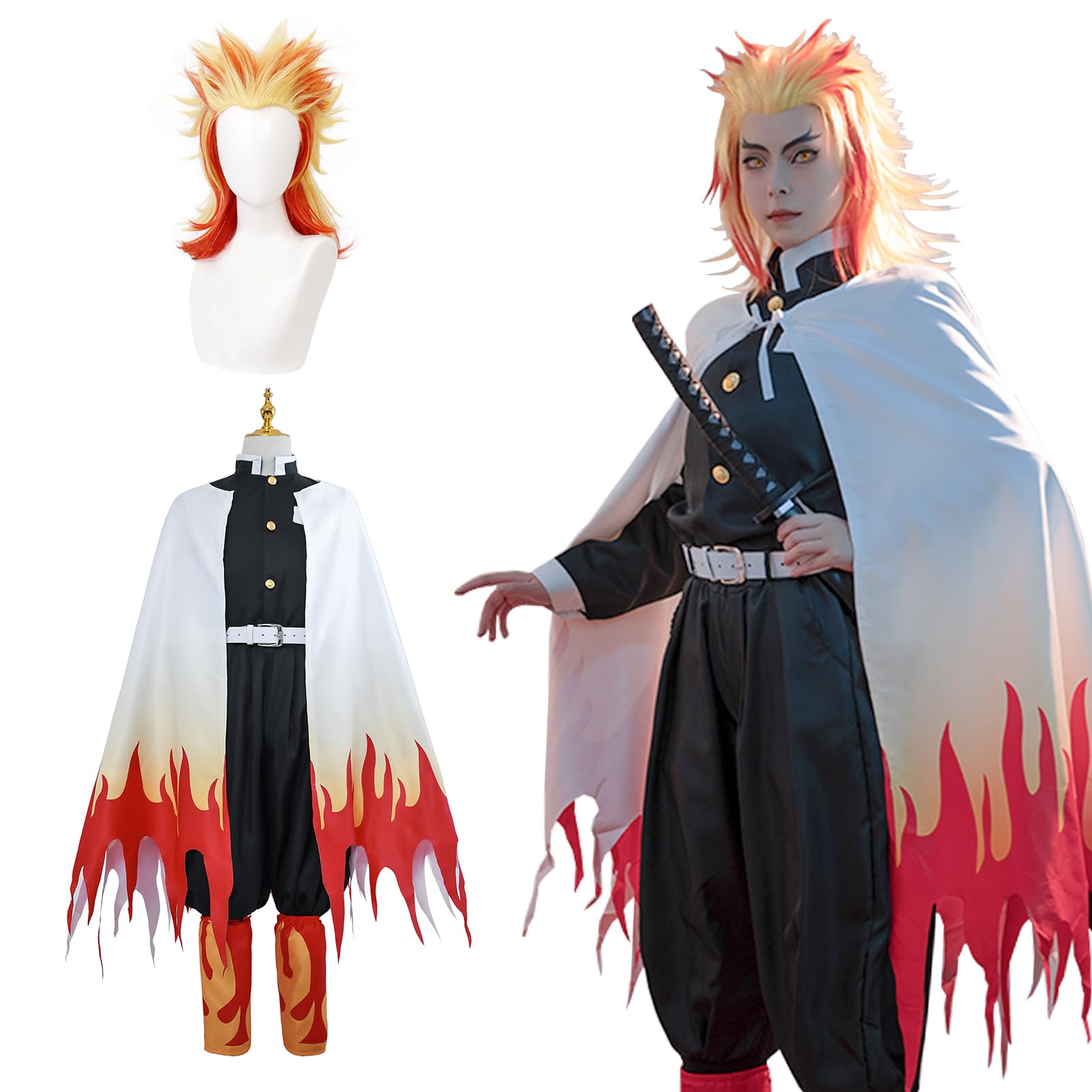 Fiamll Zenitsu - Disfraz de Tomioka Giyuu para cosplay, disfraz de matademonios, anime, Halloween, cosplay, kimono para niños y adultos