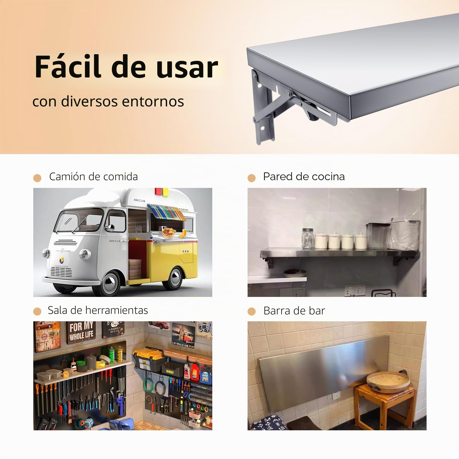TAIMIKO Estantería de pared de acero inoxidable plegable para colgar en la pared, estantería de cocina comercial, camión de alimentos, restaurante, garaje, lavandería, lavandería, mesa plegable (60