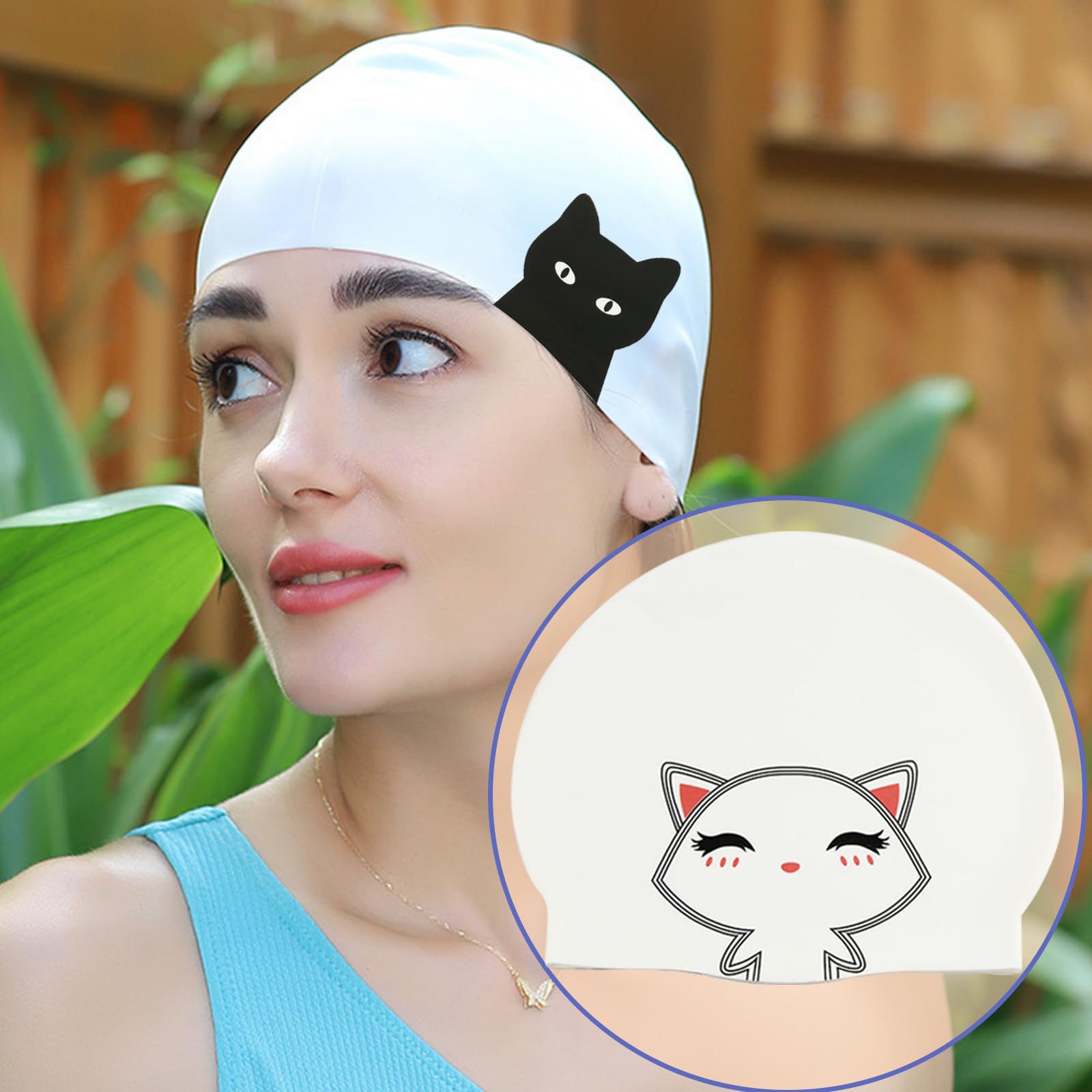 BSITSSS 2 Pcs Swimming Cap, Silicone Swimming Hat - Image 3