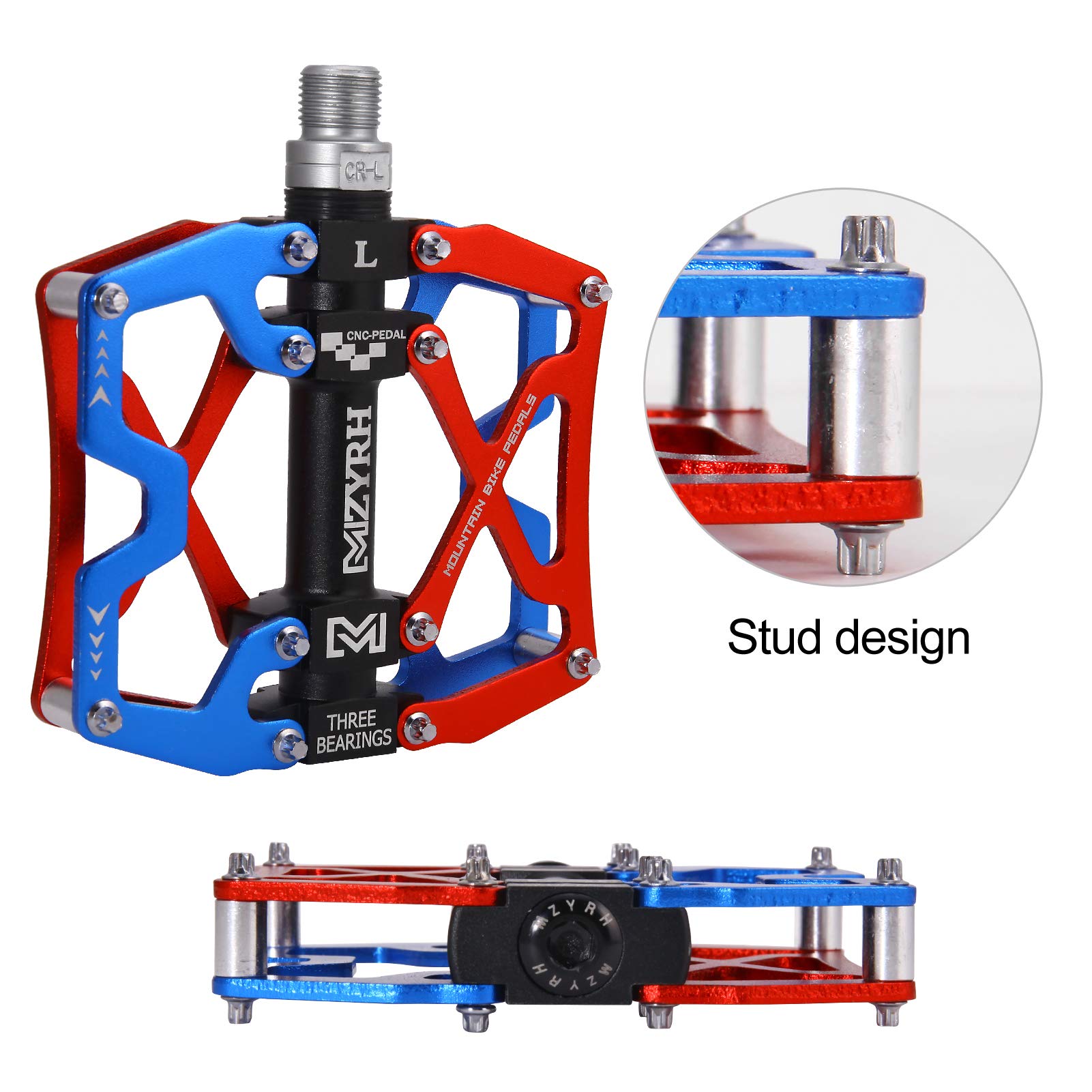 MZYRH Pedali per mountain bike, ultra resistenti, colorati, lavorati a CNC, 9/16", sigillati con 3 cuscinetti