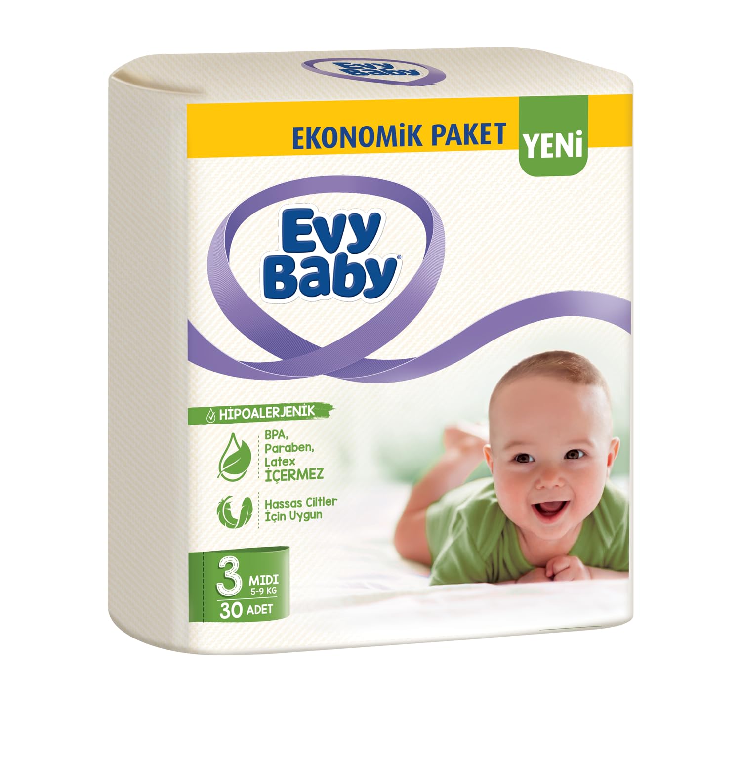 Evy Baby Bezi Midi Ekonomik 3 Beden 30 Adet