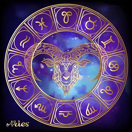 BELECO 5x5ft Fabric Aries Horoscope Photography Backdrop Zodiac Party Background Poster Astrology Twelve Constellations Signs Zodiac Tarot Birthday Party Banner Home Decor Adults Teens Photo Props