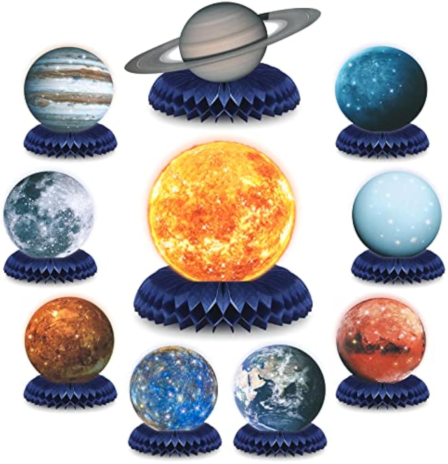 10Pcs Solar System Honeycomb Centerpieces, Planet Honeycomb, Space Theme Party Table Topper, Outer Space Party Supplies, Decorations Honeycomb, Kids' Birthday Party Supplies, Baby Shower Supplies