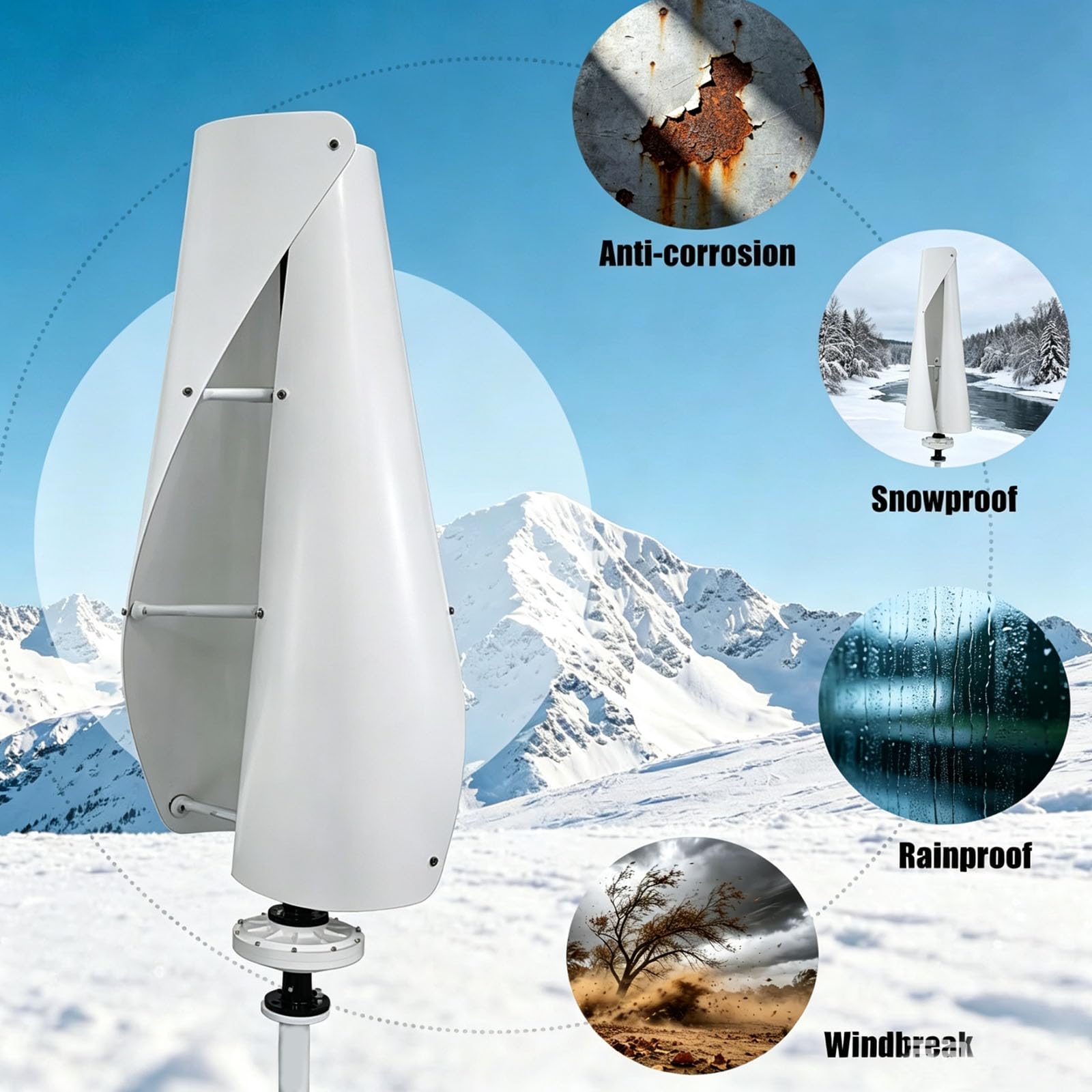 Kit generatore Eolico Verticale 12V-220V 3000W
