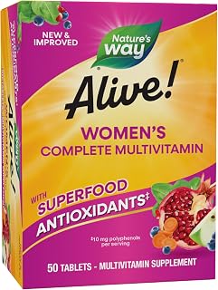 Nature's Way Alive! Daily Complete Multivitamin for Women, Supports Energy Metabolism, Hair, Skin & Nails*, B-Vitamins, Superfood Antioxidants, 50 Tablets (Packaging May Vary)