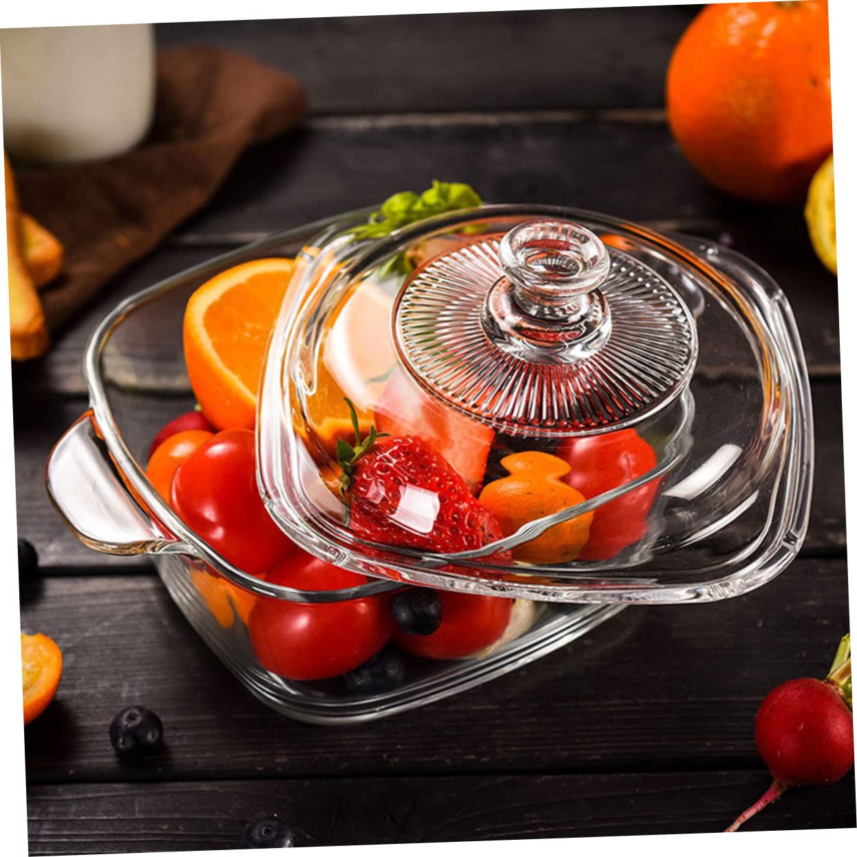 Cabilock 1l Glasschüssel Mit Deckel Transparent Hitzebeständiges Glas Mikrowellengeeignet Für Salate Und Suppen Geschirrspülmaschinenfest