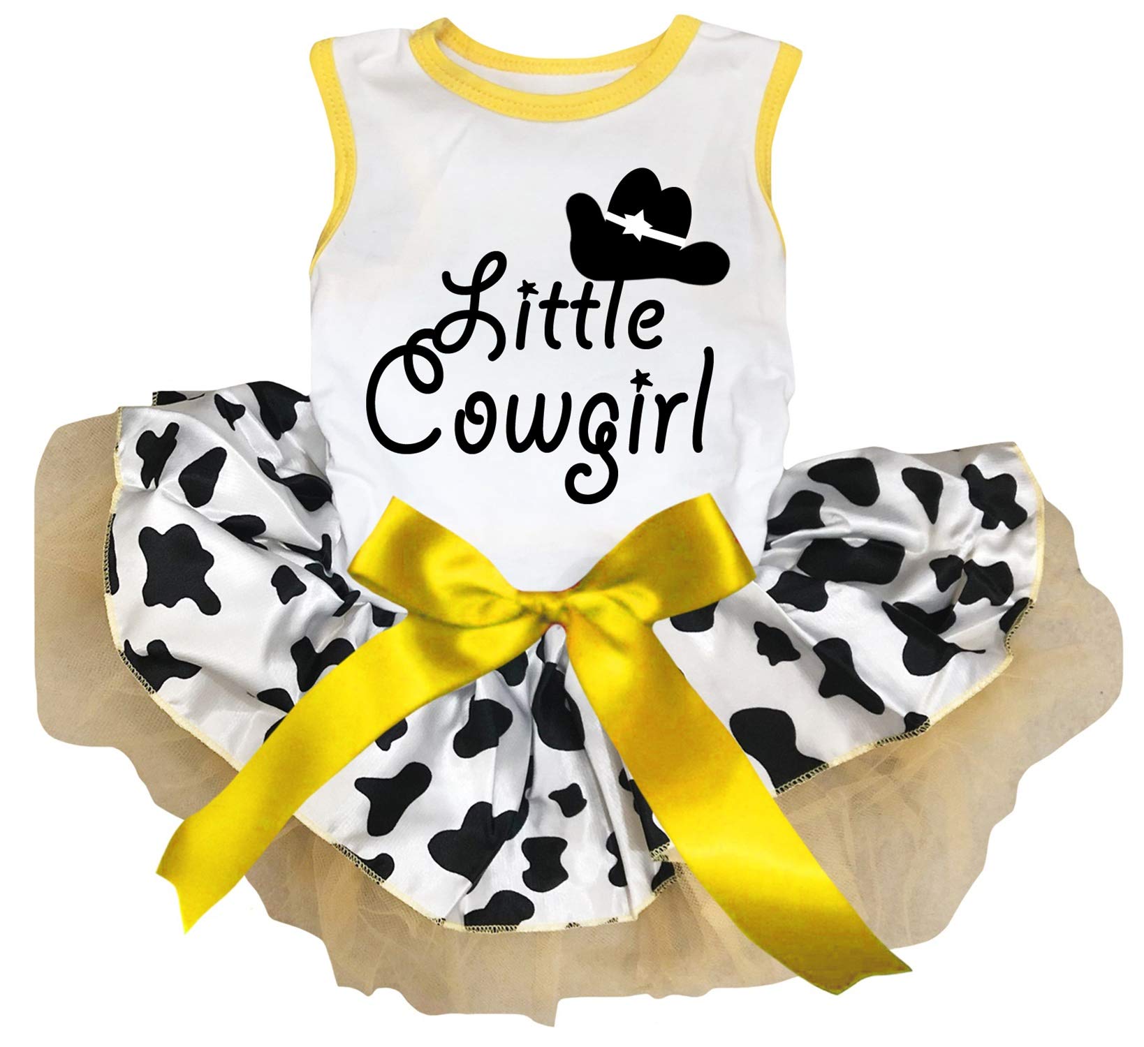 Petitebella Little Cowgirl Hundekleid – Rosa Mit Kuh-Muster, Größe M Für Welpen