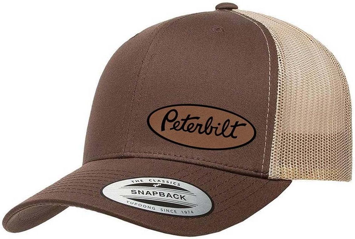 Peterbilt Semi Truck Logo Leather Side Panel Patch YP 6606 Snapback Trucker Fitted Cap