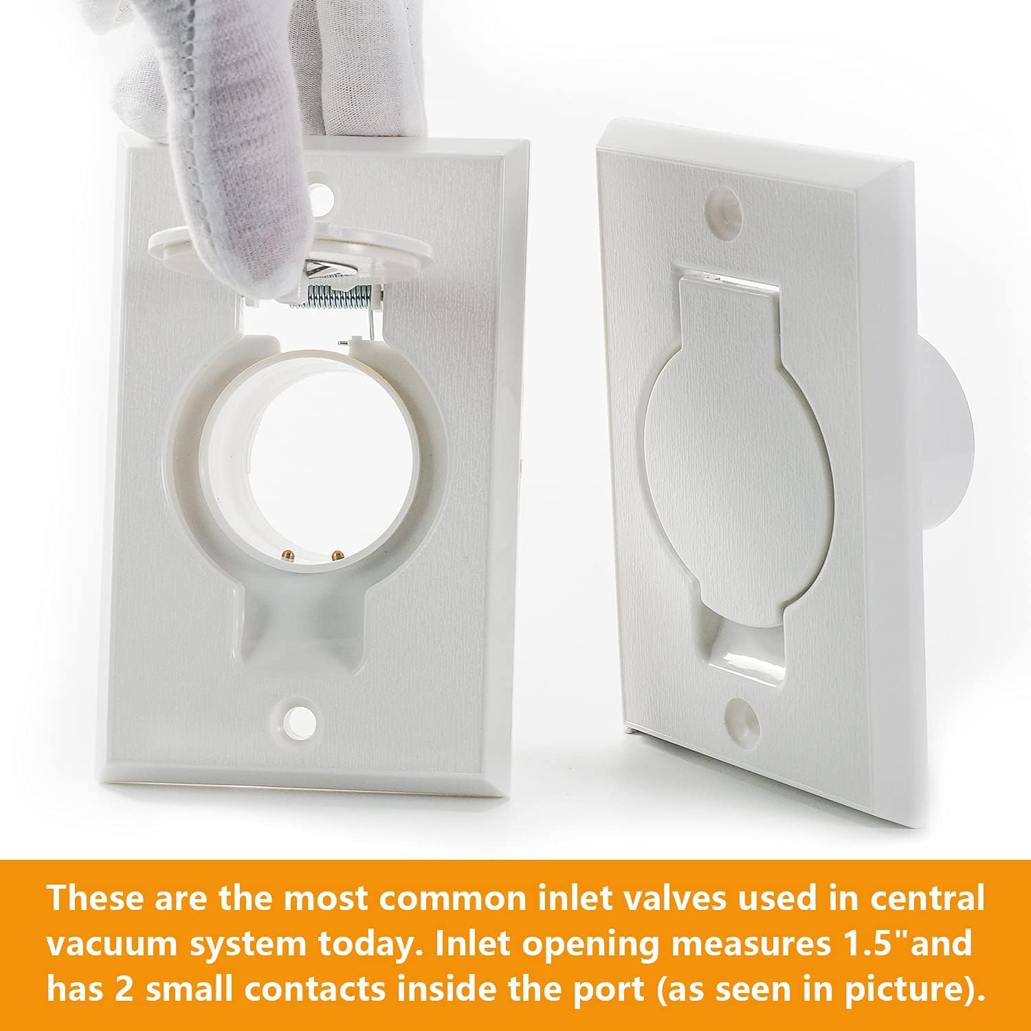 Standard Central Vacuum Wall Plate Inlet Valve Cover, for Beam Central Vac Installation Parts, Nutone Vacuum Wall Plate, White Round Door - 2 Pack