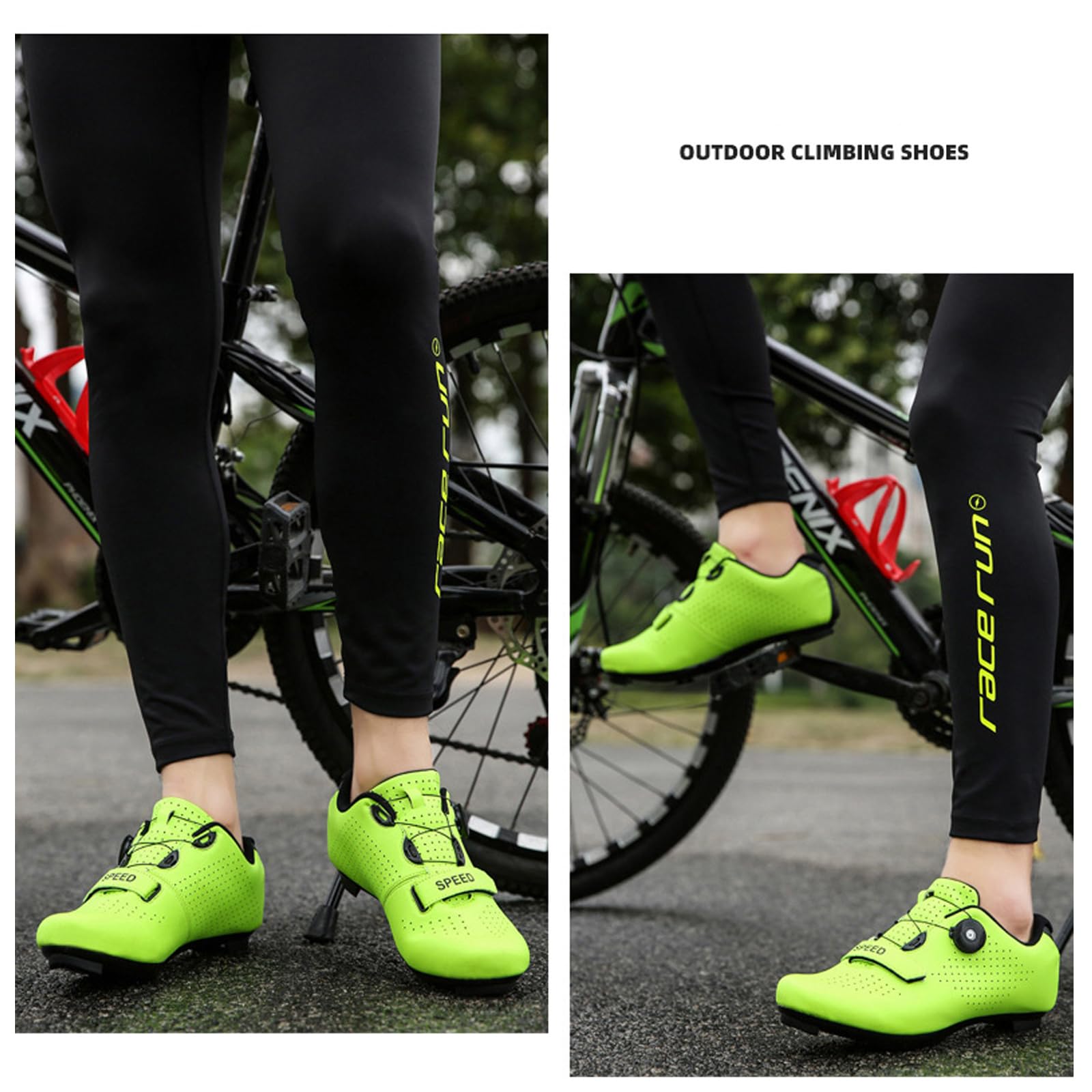 LZQpearl Trampki Rowerowe, Górskie Trampki Rowerowe I Szosowe Z Gumową Podesztywą Buty Rowerowe Bez Blokady System Sznurowania Szybkie Obrót Yellow, 45