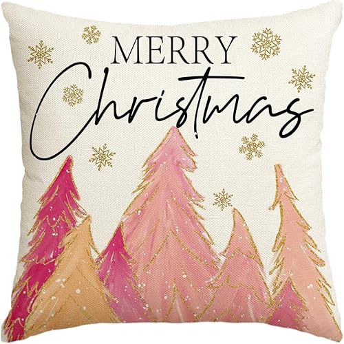 Miniatura 8 de AVOIN colorlife Funda de almohada rosa para árbol de Navidad 12 x 20 pulgadas decoración de funda de cojín de Navidad rosa para sofá
