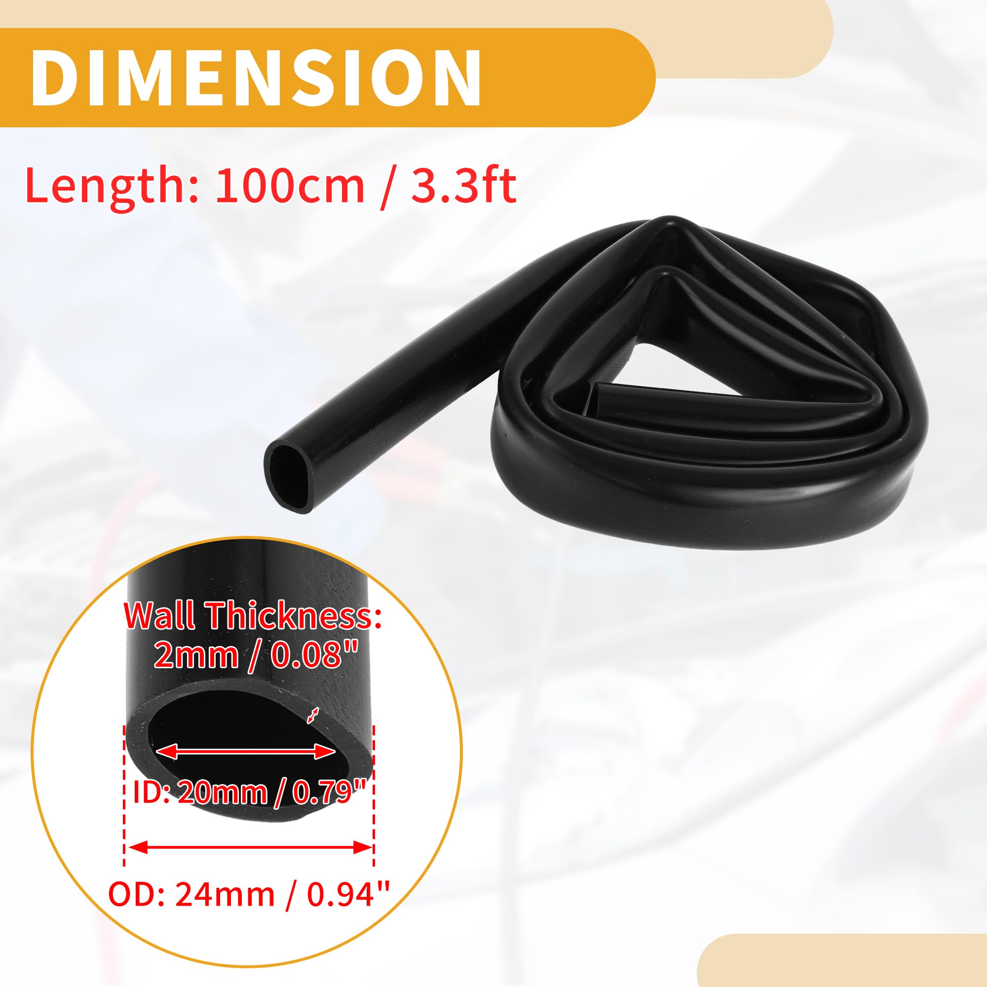 1 pezzo Tubo in Silicone Universale per Vuoto Auto Tubo in Silicone per Linea di Vuoto Auto Nero ad Alta Temperatura 3.3FT 13/16" 20mm ID 2mm Spessore