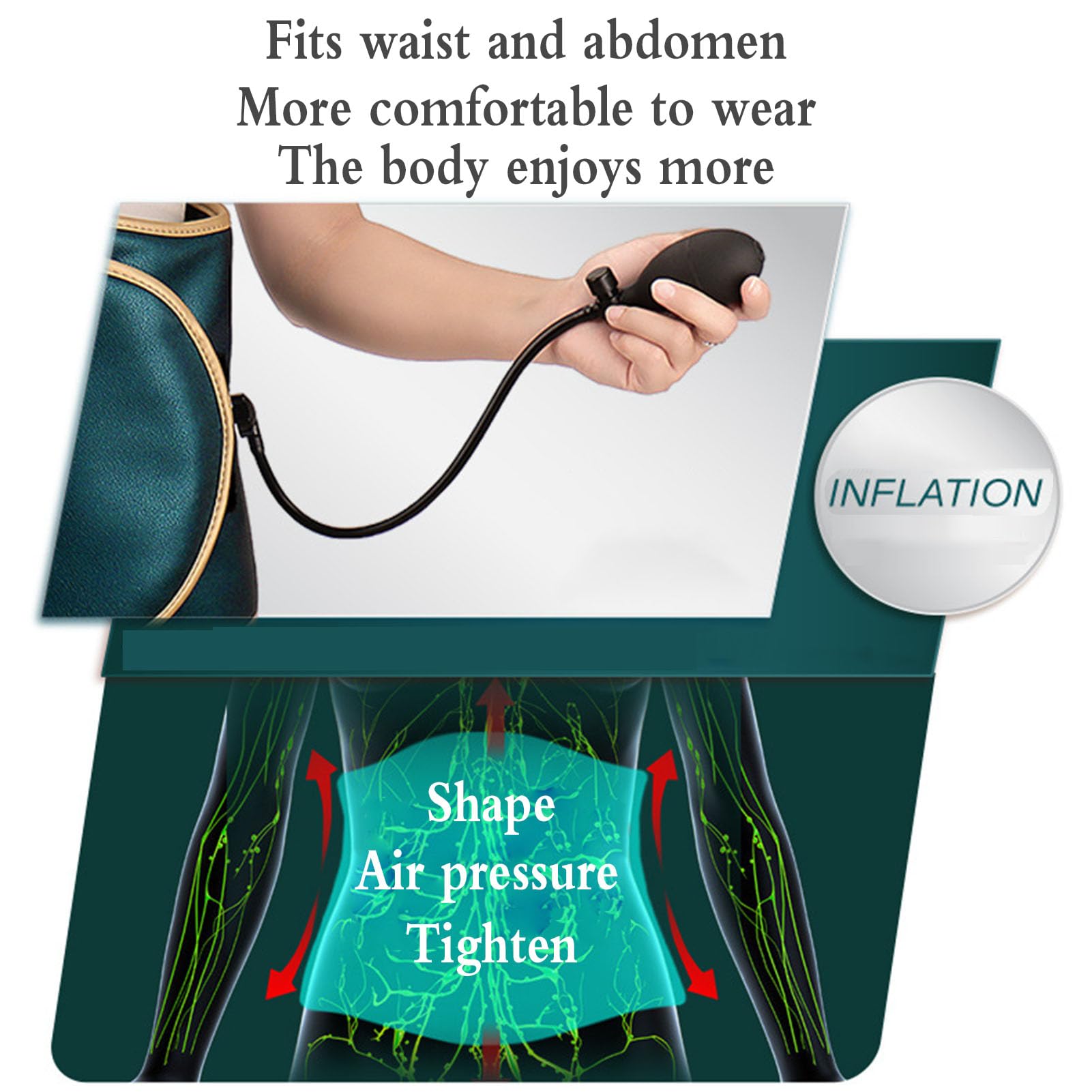 Cinturón Sauna Masajeador Abdominal Vibración con Compresión Caliente, Cinturón Terapia Adelgazamiento Calentado para Dar Forma a Curva Cintura, Masaje Piernas por Infrarrojos Lejanos
