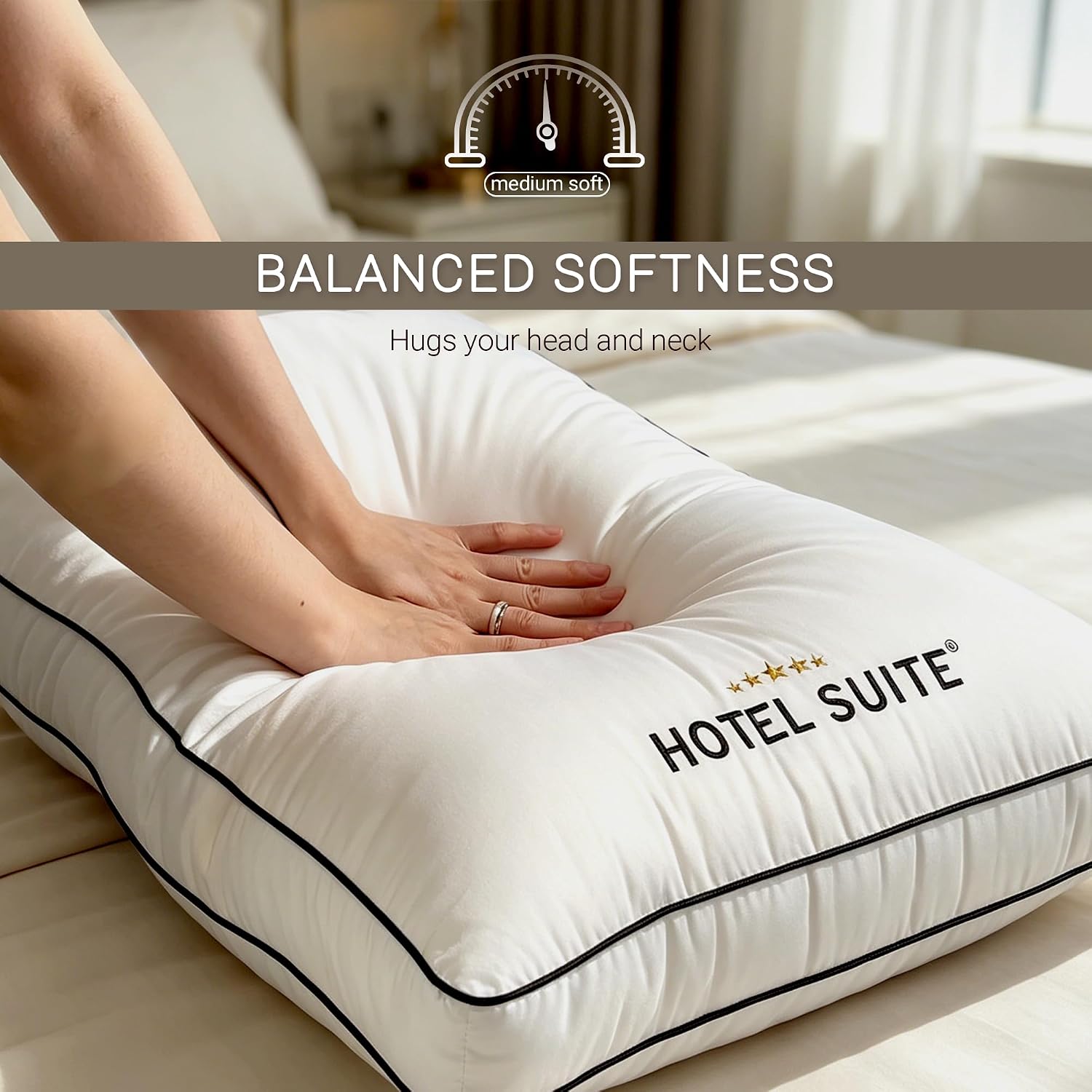 Hotel Suite Hotel Bed Pillows Queen/Standard Size Set of 2 Medium Soft