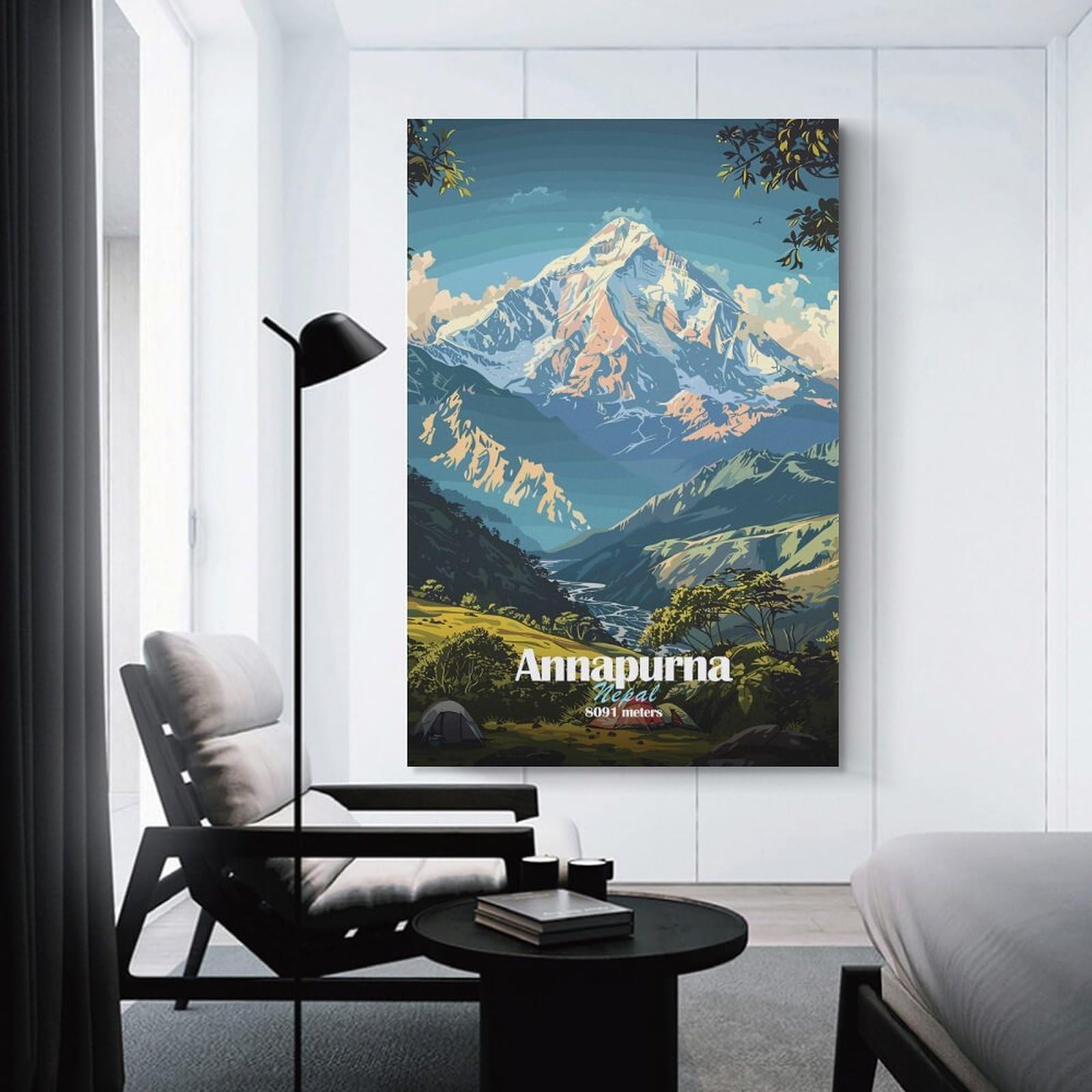 Junmoney Unframe-Style-8 Annapurna Mountain Nepal Wall Picture Print 24X36inch(60X90cm), For Lounge Decor, Offices Or Entryway Styling, A Flexible Wall Accent For Shared Spaces