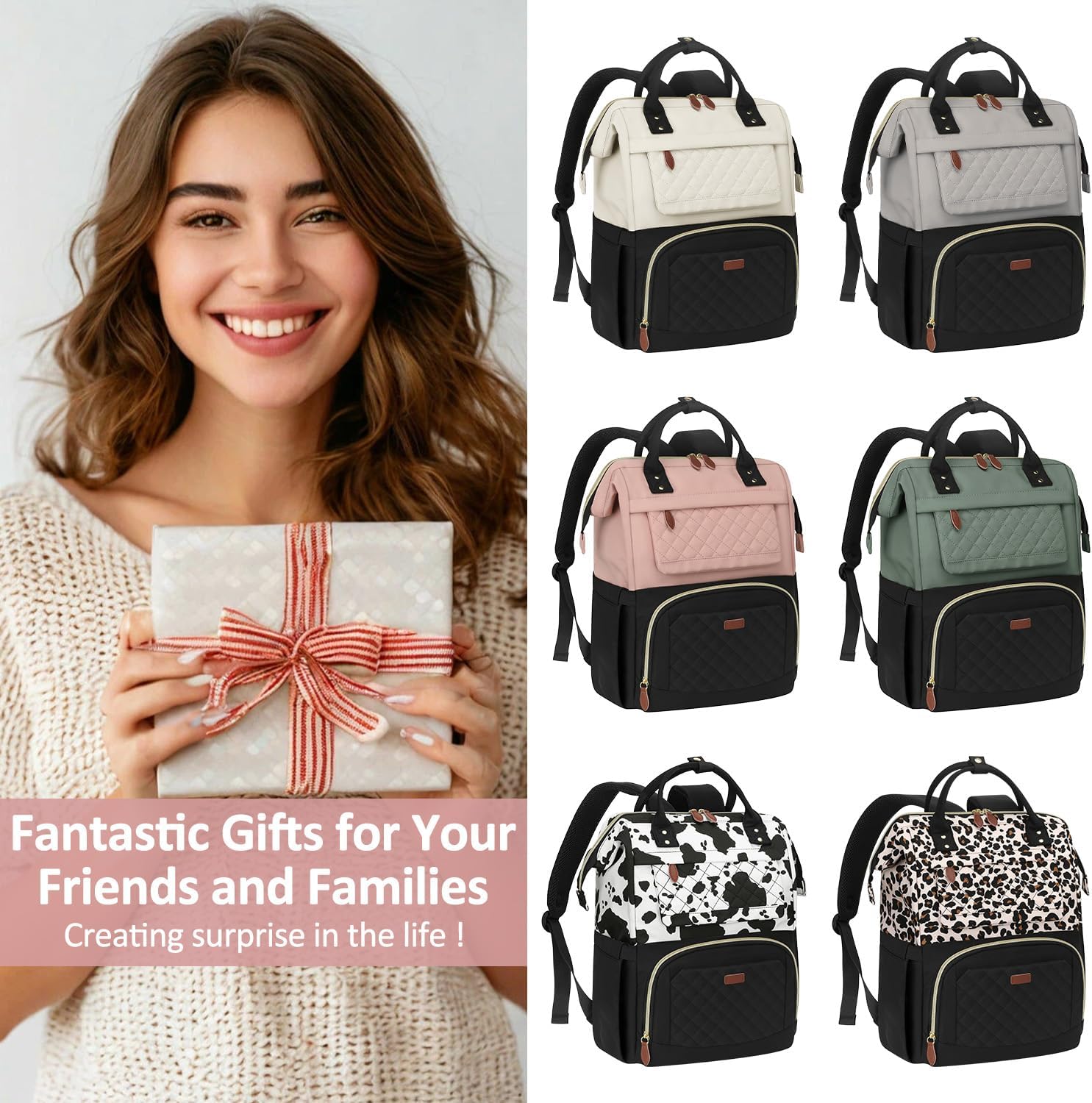 15.6 Inch Laptop Backpack for Women Lightweight, TSA Approved Womens Laptop Backpack Purse Travel, Work, Business, College, Hiking, Beige - Image 8