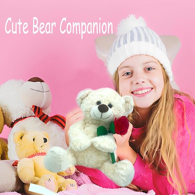 Peluche de oso blanco suave y esponjoso de 30 cm miniatura 5
