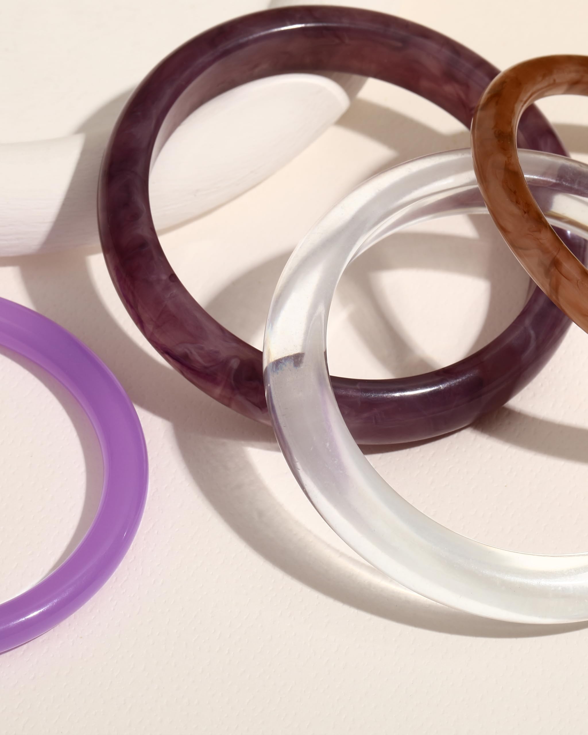ÌF ME Acrylic Bangles Bohemian Bracelets for Women, Maillard Vintage Acrylic Resin Chunky Bangles Bracelets Fashions Thick Statement bangle Set view 4